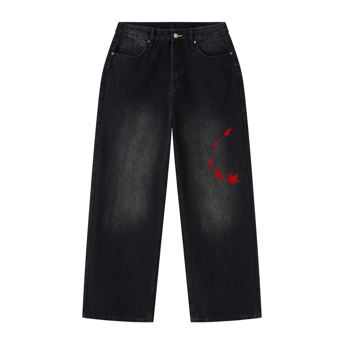 Wide,balloon,red,black,crom,streetwear,worldwide,star,jean